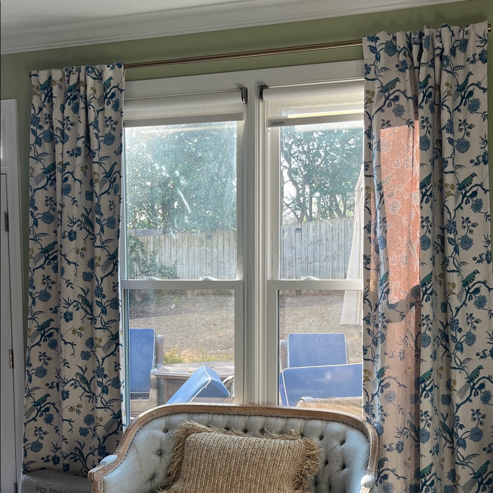 Anthropologie Blue and Yellow Floral Curtains - Picture 2 of 2
